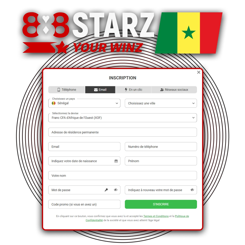 Inscrivez-vous sur 888Starz pour commencer à parier facilement.