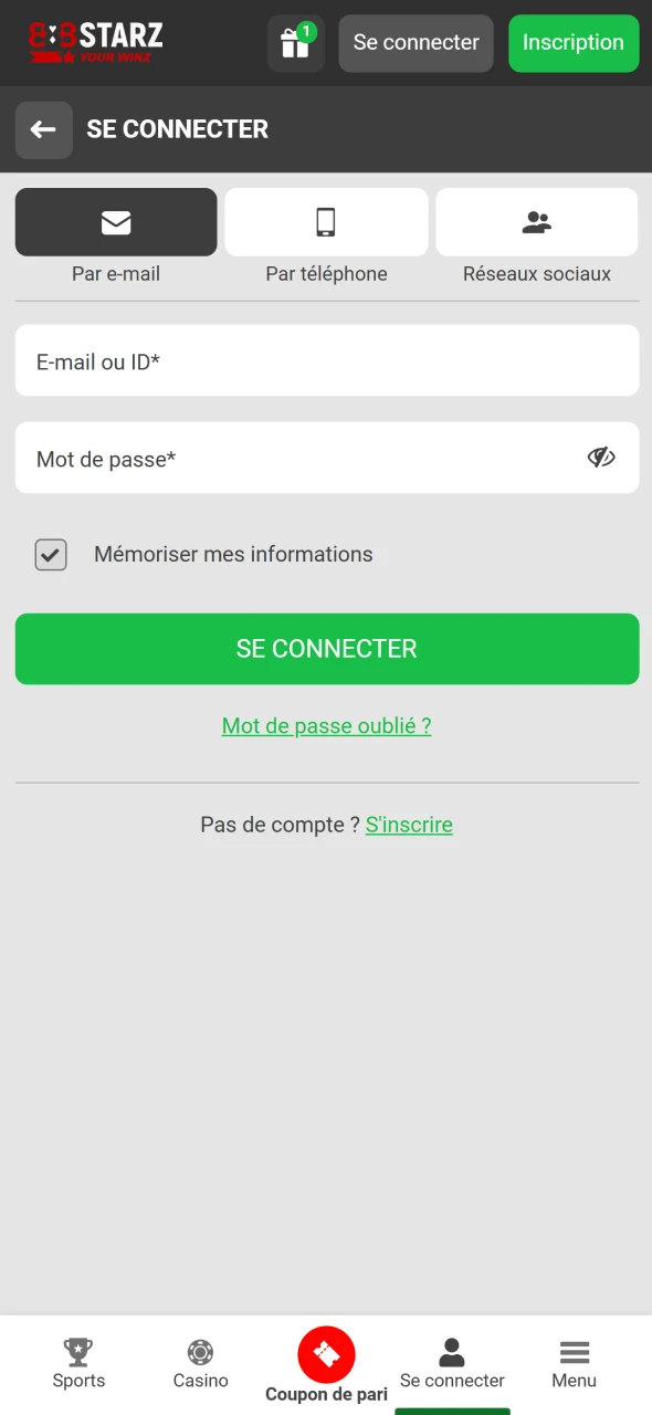 Connectez-vous à votre compte 888Starz pour effectuer un dépôt sécurisé.