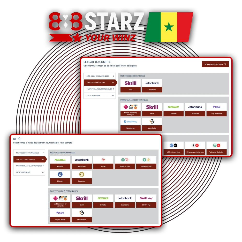 Choisissez une méthode de paiement sécurisée sur 888Starz.