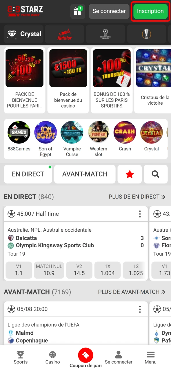 Inscrivez-vous facilement sur 888Starz et commencez à parier maintenant.