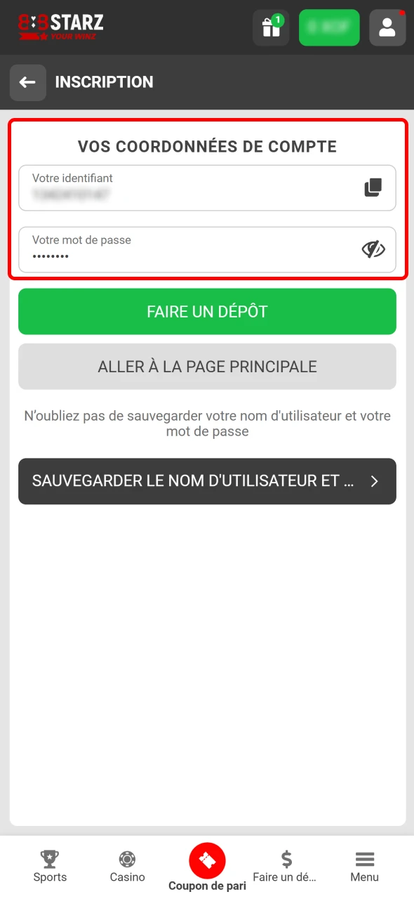 Créez vos identifiants de connexion pour utiliser 888Starz au Sénégal.