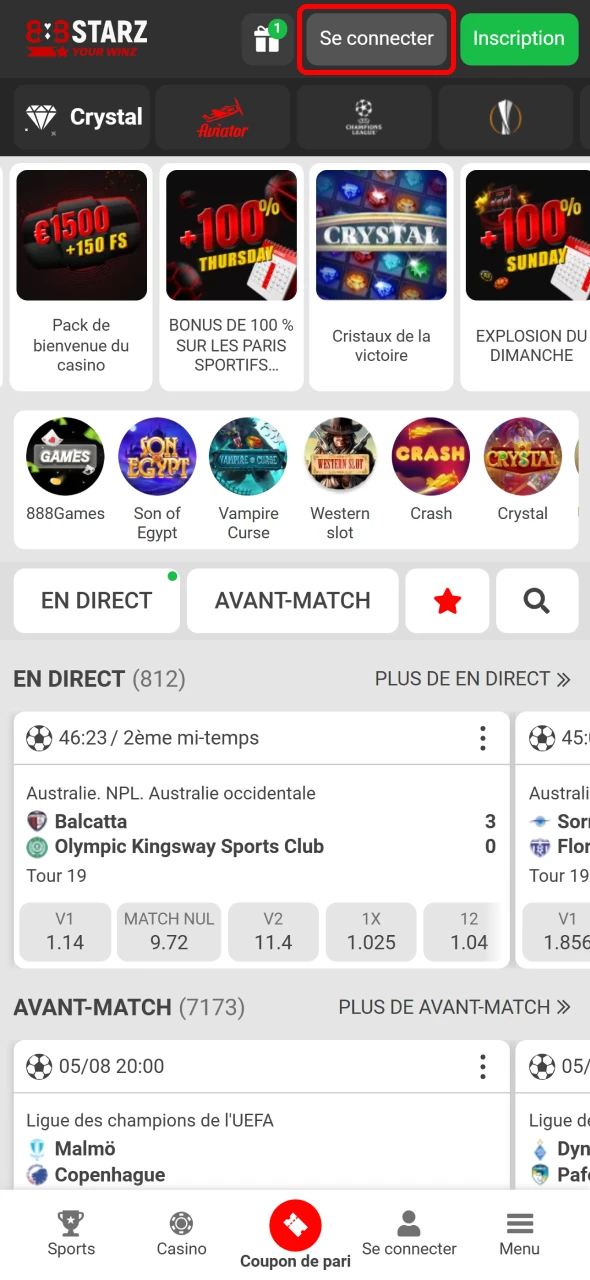 Accédez rapidement à la page de connexion 888Starz Sénégal.
