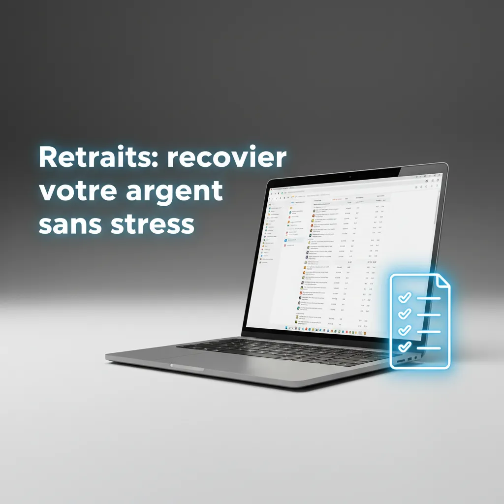 Retraits sans stress: Caisse > Retrait, choisir méthode, saisir montant, vérification si requise, suivre le statut.
