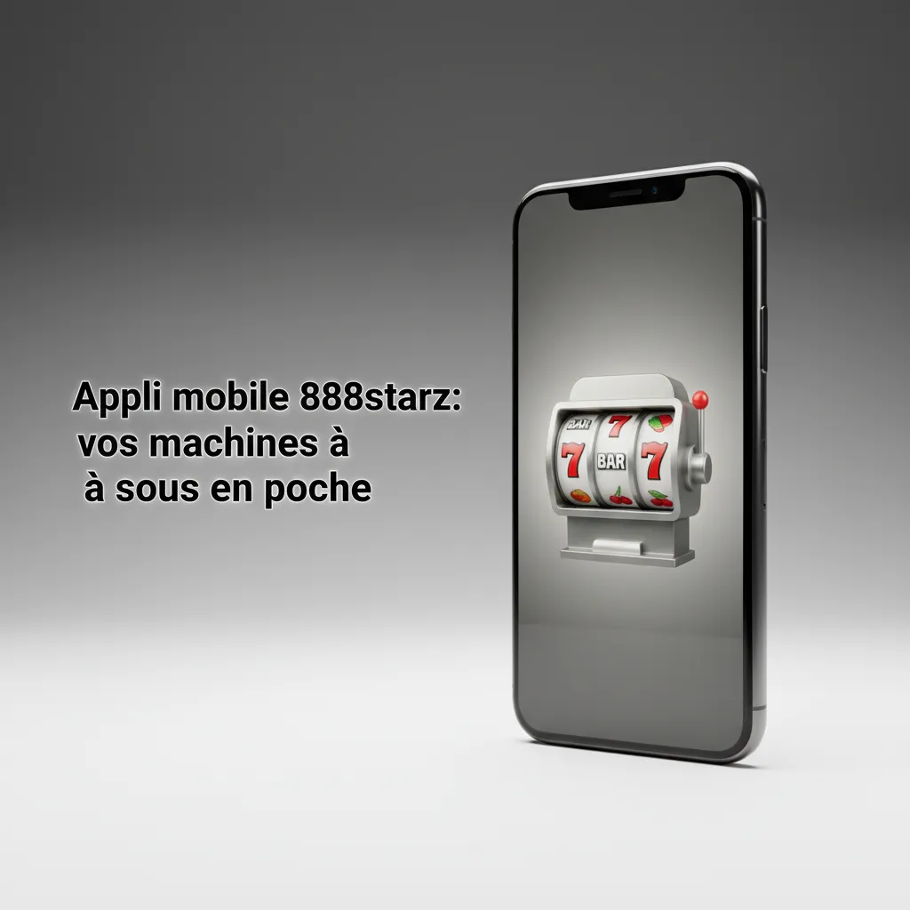 Smartphone affichant l’appli 888starz: machines à sous, interface claire, Android et iOS, suivi des gains.