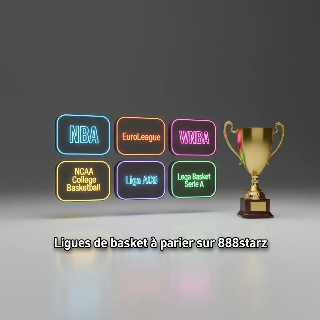 Visuel listant NBA, EuroLeague, Betclic Élite, Liga ACB, March Madness, Coupe du Monde FIBA, AfroBasket à parier sur 888starz